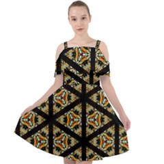 Pattern Stained Glass Triangles Cut Out Shoulders Chiffon Dress by HermanTelo