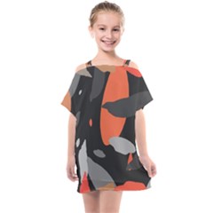 Pattern Formes Corail/noir Kids  One Piece Chiffon Dress by kcreatif