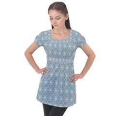 Df Tech Sky Puff Sleeve Tunic Top by deformigo