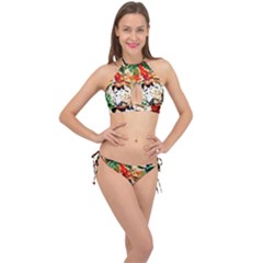 Lilies In A Vase 1 4 Cross Front Halter Bikini Set by bestdesignintheworld