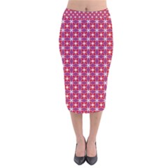 Df Magenta Rumor Velvet Midi Pencil Skirt by deformigo