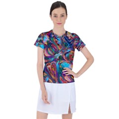 Seamless Abstract Colorful Tile Women s Sports Top by HermanTelo