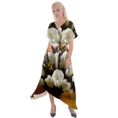 Tulips 1 3 Cross Front Sharkbite Hem Maxi Dress by bestdesignintheworld