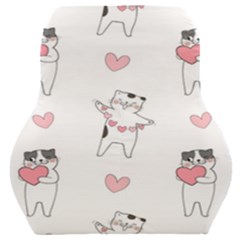 Seamless Pattern Cute Cat With Little Heart Hearts Car Seat Back Cushion  by Wegoenart