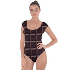 Dark Chocolate Seamless Pattern Sweet Texture Short Sleeve Leotard  by Wegoenart