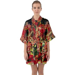 Deep Soul 1 3 Half Sleeve Satin Kimono  by bestdesignintheworld