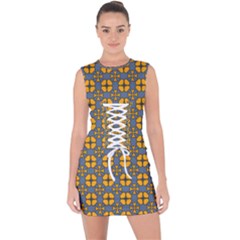 Arismendi Lace Up Front Bodycon Dress by deformigo