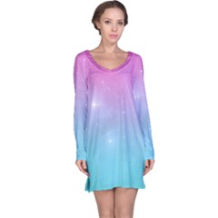 Pastel Goth Galaxy  Long Sleeve Nightdress by thethiiird