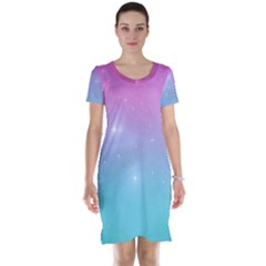 Pastel Goth Galaxy  Short Sleeve Nightdress by thethiiird