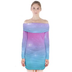 Pastel Goth Galaxy  Long Sleeve Off Shoulder Dress by thethiiird