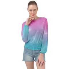 Pastel Goth Galaxy  Banded Bottom Chiffon Top by thethiiird