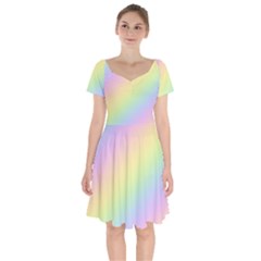 Pastel Goth Rainbow  Short Sleeve Bardot Dress by thethiiird