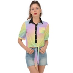 Pastel Goth Rainbow  Tie Front Shirt  by thethiiird