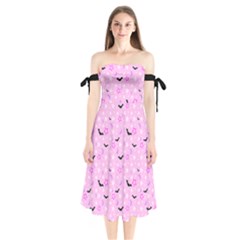 Spooky Pastel Goth  Shoulder Tie Bardot Midi Dress by thethiiird