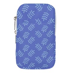 Leaves Ferns Blue Pattern Waist Pouch (large) by Vaneshart