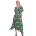 Nature Pattern Spring Green Cross Front Sharkbite Hem Maxi Dress View1