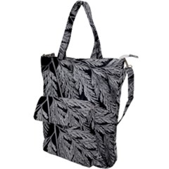 Fern Leaves Foliage Black And White Shoulder Tote Bag by Vaneshart