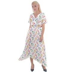 Linux Kernel Penguin Pattern Logo Cross Front Sharkbite Hem Maxi Dress by Vaneshart