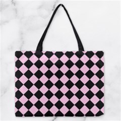 Block Fiesta - Blush Pink & Black Zipper Medium Tote Bag by FashionBoulevard