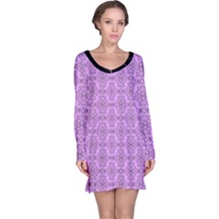 Timeless - Black & Lavender Purple Long Sleeve Nightdress by FashionBoulevard