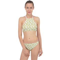 Cute Flowers - Ceylon Yellow Racer Front Bikini Set by FashionBoulevard