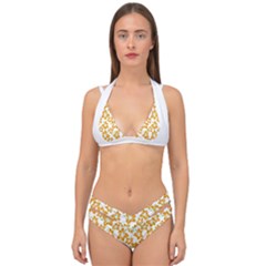 Cute Flowers - Honey Orange White Double Strap Halter Bikini Set by FashionBoulevard