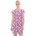 Cute Flowers - Peacock Pink White Cap Sleeve Bodycon Dress View1