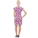 Cute Flowers - Peacock Pink White Cap Sleeve Bodycon Dress View2