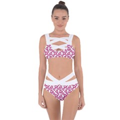 Cute Flowers - Peacock Pink White Bandaged Up Bikini Set  by FashionBoulevard