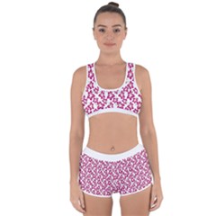 Cute Flowers - Peacock Pink White Racerback Boyleg Bikini Set by FashionBoulevard