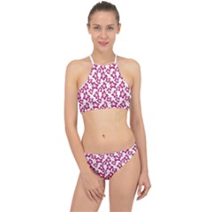 Cute Flowers - Peacock Pink White Racer Front Bikini Set by FashionBoulevard