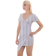 Nice Stripes - Abalone Grey Short Sleeve Asymmetric Mini Dress by FashionBoulevard