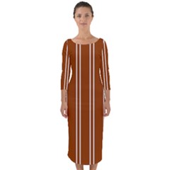 Nice Stripes - Burnt Orange Quarter Sleeve Midi Bodycon Dress by FashionBoulevard