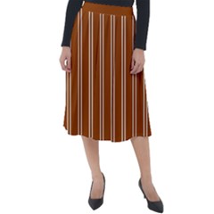 Nice Stripes - Burnt Orange Classic Velour Midi Skirt  by FashionBoulevard