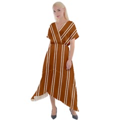 Nice Stripes - Burnt Orange Cross Front Sharkbite Hem Maxi Dress by FashionBoulevard