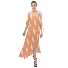 Nice Stripes - Cantaloupe Orange Maxi Chiffon Cover Up Dress by FashionBoulevard