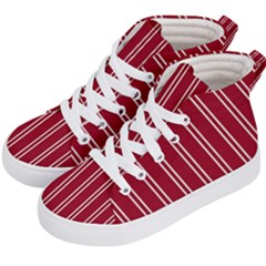 Nice Stripes - Carmine Red Kids  Hi-top Skate Sneakers by FashionBoulevard