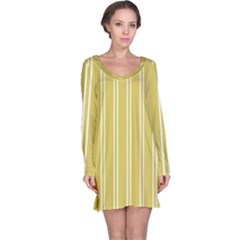 Nice Stripes - Ceylon Yellow Long Sleeve Nightdress by FashionBoulevard