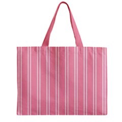 Nice Stripes - Flamingo Pink Zipper Mini Tote Bag by FashionBoulevard