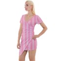 Nice Stripes - Flamingo Pink Short Sleeve Asymmetric Mini Dress View1