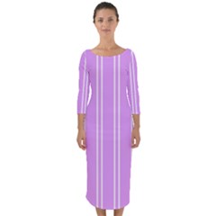 Nice Stripes - Lavender Purple Quarter Sleeve Midi Bodycon Dress by FashionBoulevard