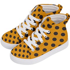 Polka Dots Black On Honey Orange Kids  Hi-top Skate Sneakers by FashionBoulevard