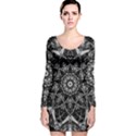 Black And White Pattern Long Sleeve Velvet Bodycon Dress View1