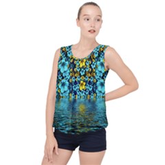 Flower Island And A Horizon Bubble Hem Chiffon Tank Top by pepitasart