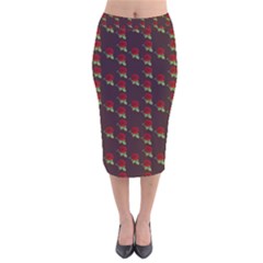 Rose Maroon Velvet Midi Pencil Skirt by snowwhitegirl