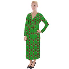 Rose In Green Velvet Maxi Wrap Dress by snowwhitegirl