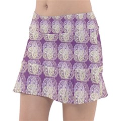 Doily Only Pattern Purple Tennis Skorts by snowwhitegirl