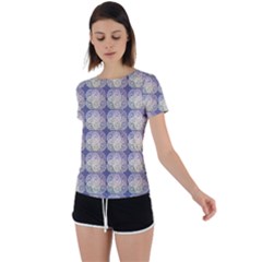 Doily Only Pattern Blue Back Circle Cutout Sports Tee by snowwhitegirl