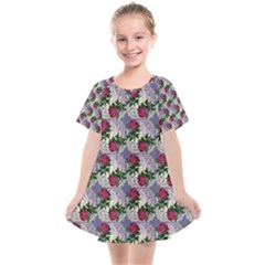 Doily Rose Pattern Blue Kids  Smock Dress by snowwhitegirl