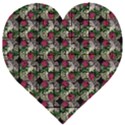 Doily Rose Pattern Black Wooden Puzzle Heart View1